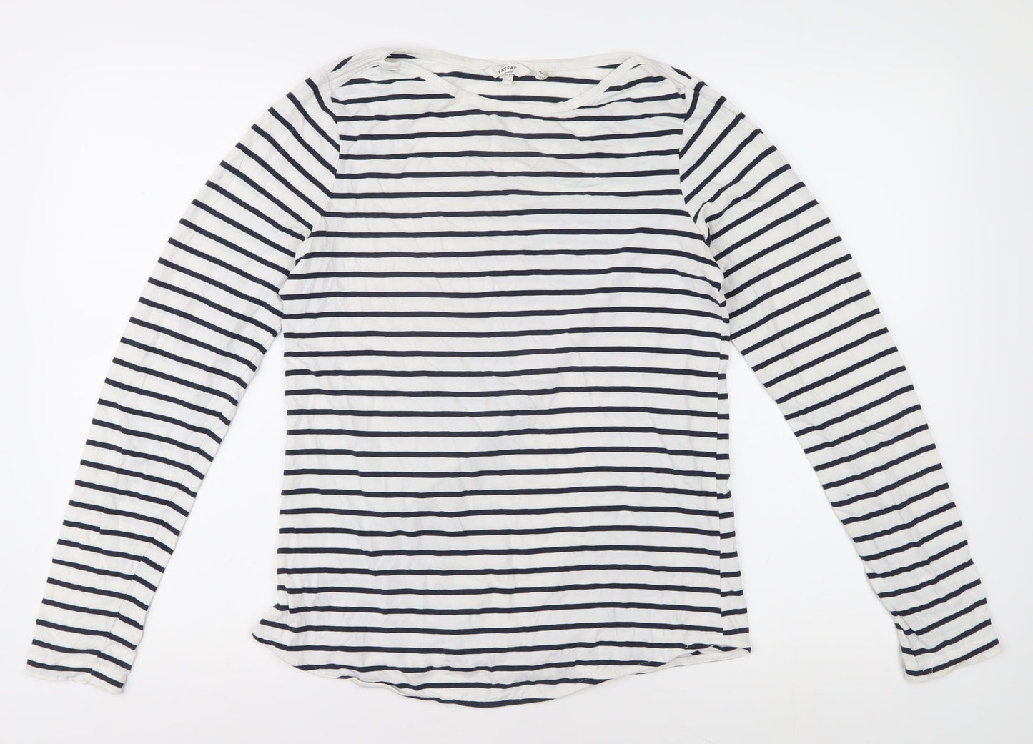 Fatface Women's White Striped T-Shirt, Size 8