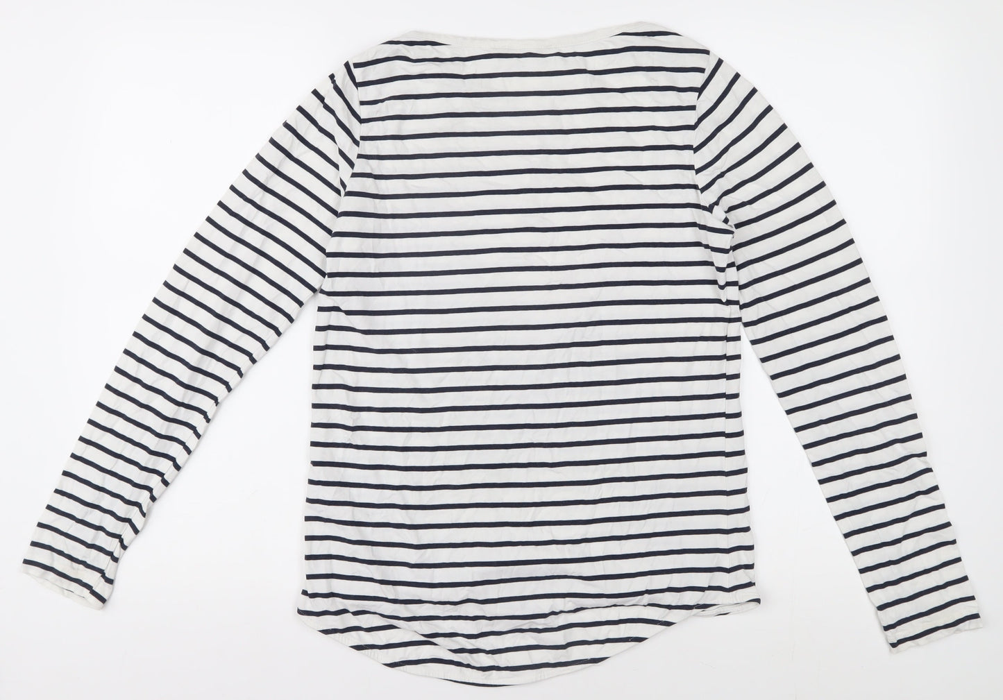 Fatface Women's White Striped T-Shirt, Size 8