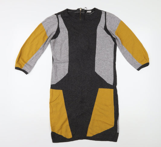 Vila Women's Geometric Bodycon Dress, S, Grey/Black