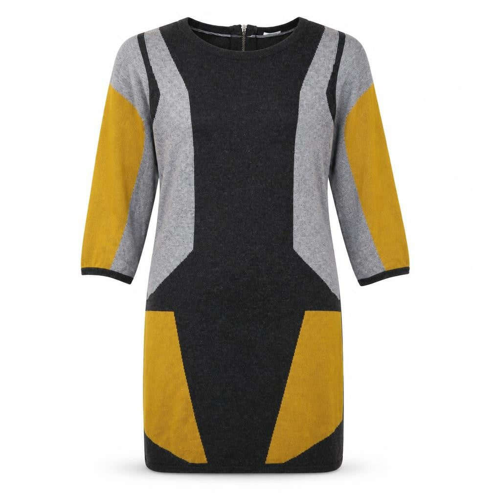 Vila Women's Geometric Bodycon Dress, S, Grey/Black