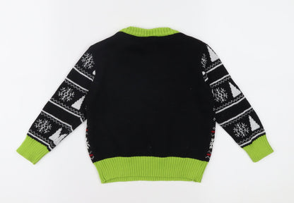 The Grinch Boys Black Pullover Christmas Jumper, 2 Years