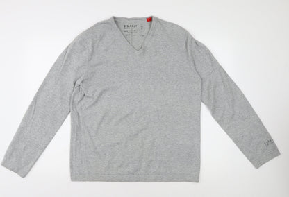 Additional front view of ESPRIT Men's Grey V-Neck jumper L