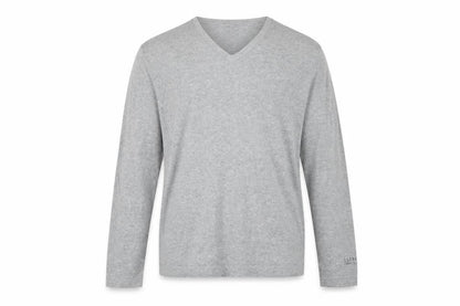 Front view of ESPRIT Men's Grey V-Neck jumper L
