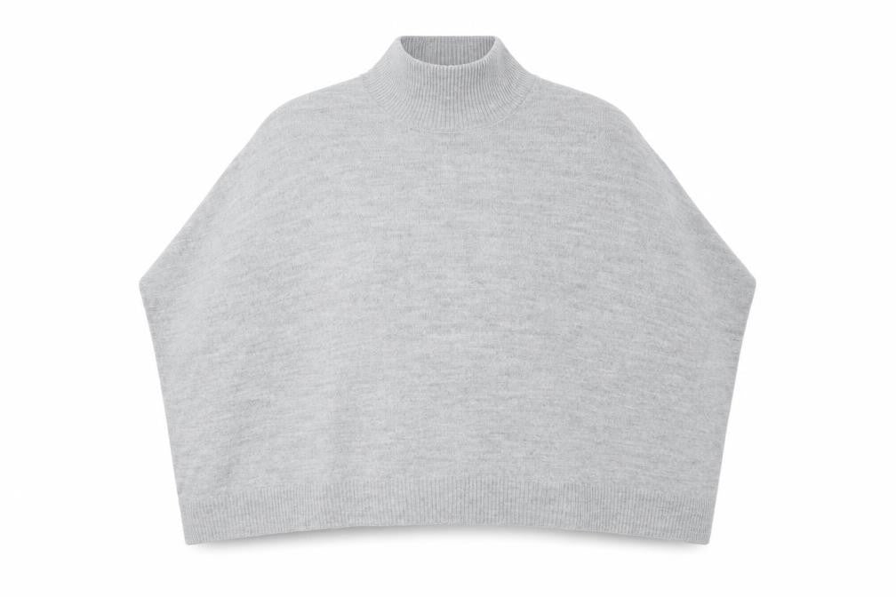 Oasis Women's Grey High Neck Cape Style Jumper S