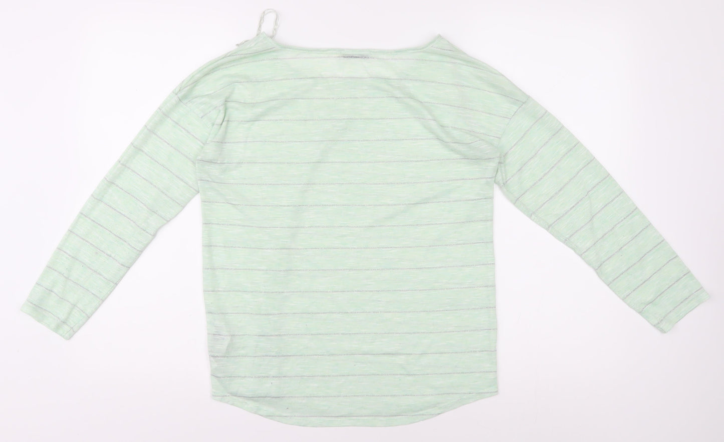 Oasis Women's Green Striped Long Sleeve T-Shirt, Size S