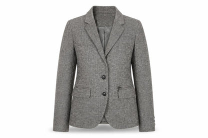 Front view of Collection by Jackpot Women’s Grey Herringbone Blazer