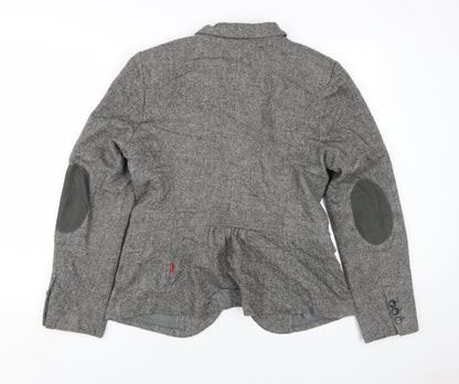 Back view of Collection by Jackpot Women’s Grey Herringbone Blazer
