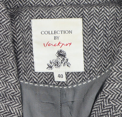 Close-up detail of Collection by Jackpot Women’s Grey Herringbone Blazer