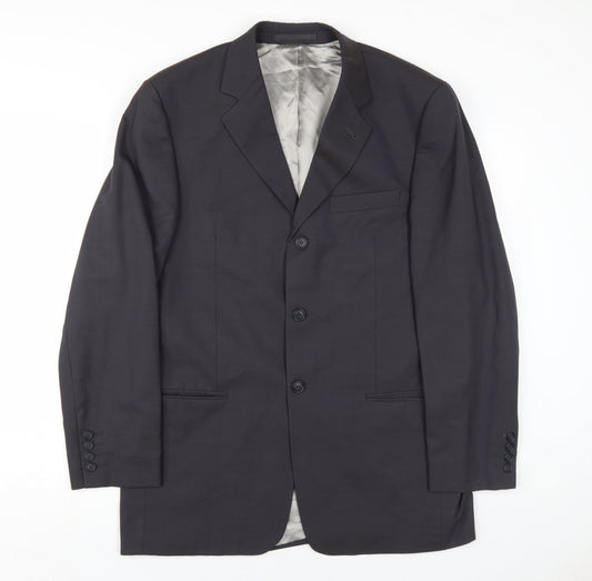 Next Men's Black Blazer 40R Regular Wool Formal