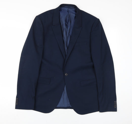 Topman Men's Blue Blazer, Size 40R, Regular Fit