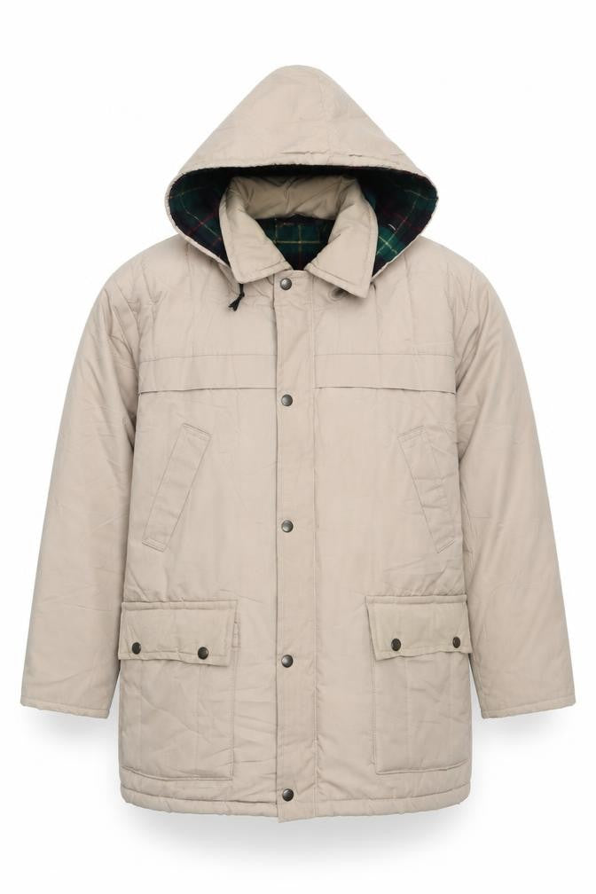 JB Outer Wear Men's Beige Hooded Parka Jacket Size M