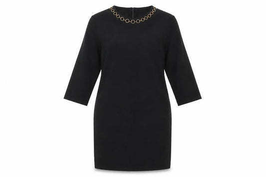 Zara Women's Black Sheath Dress M Knit 3/4 Sleeve