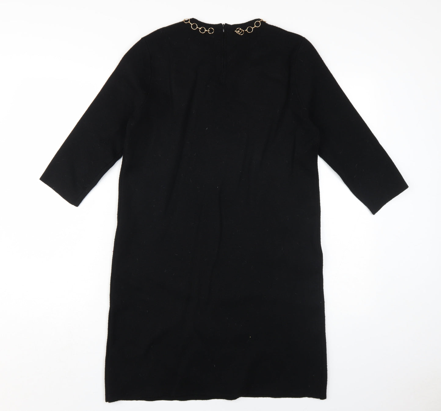 Zara Women's Black Sheath Dress M Knit 3/4 Sleeve