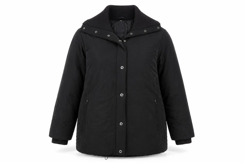 Frandsen Women's Black Long Jacket, Size 14, Hooded Overcoat