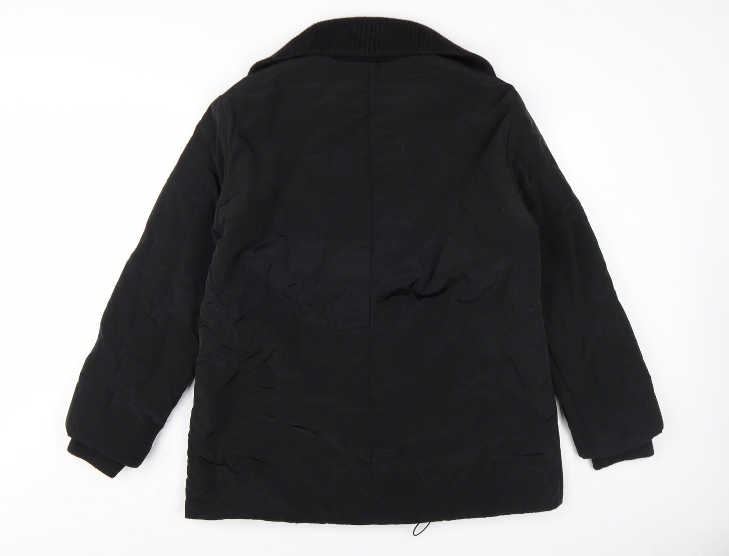Frandsen Women's Black Long Jacket, Size 14, Hooded Overcoat