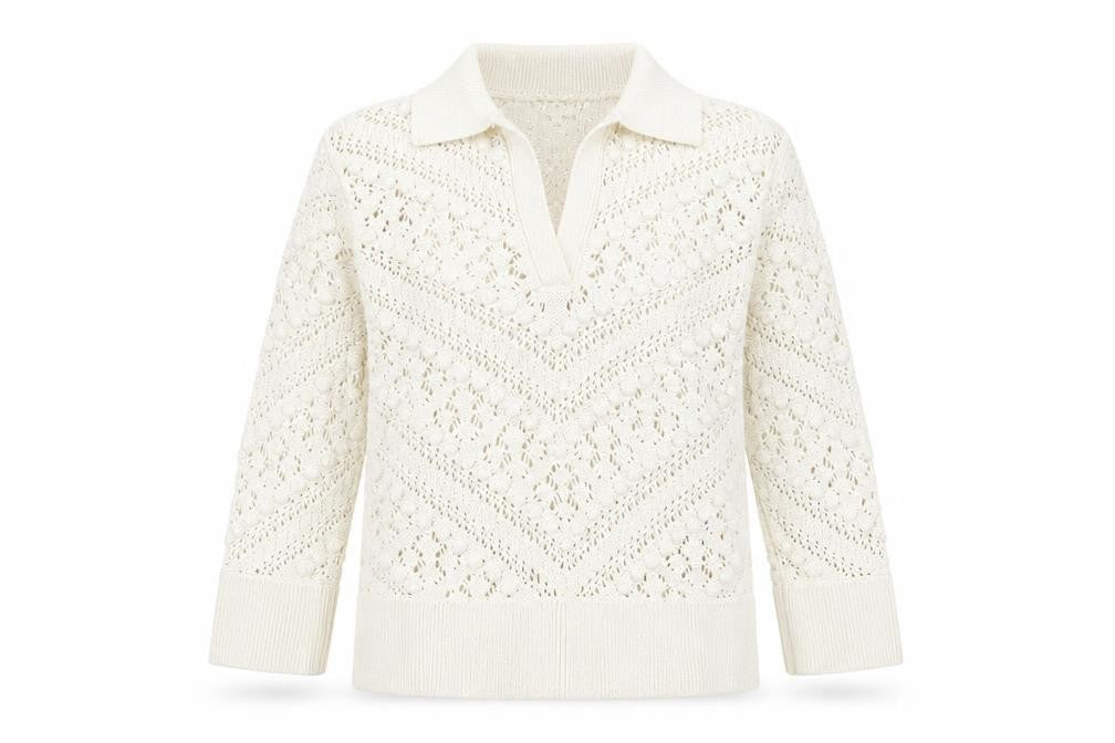 River Island Women's Ivory Collared Pullover Jumper Size 6