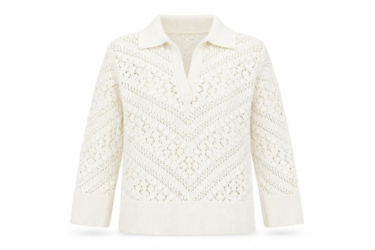 River Island Women's Ivory Collared Pullover Jumper Size 6