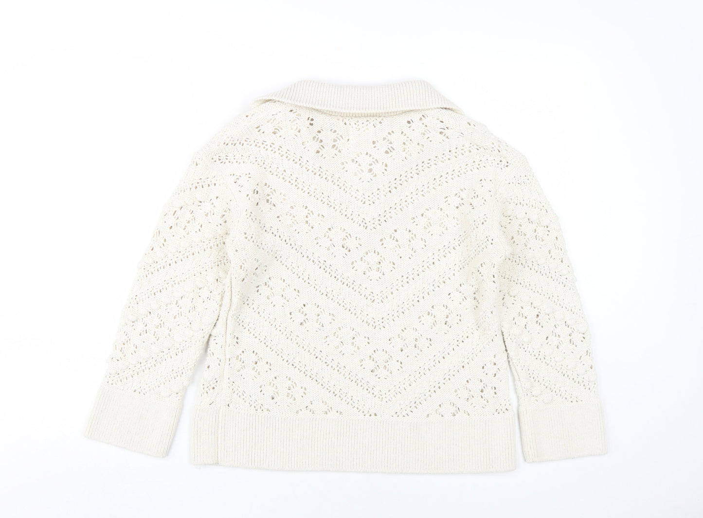 River Island Women's Ivory Collared Pullover Jumper Size 6