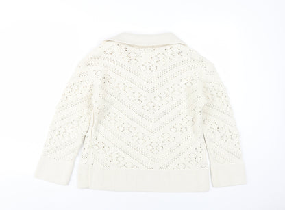 River Island Women's Ivory Collared Pullover Jumper Size 6