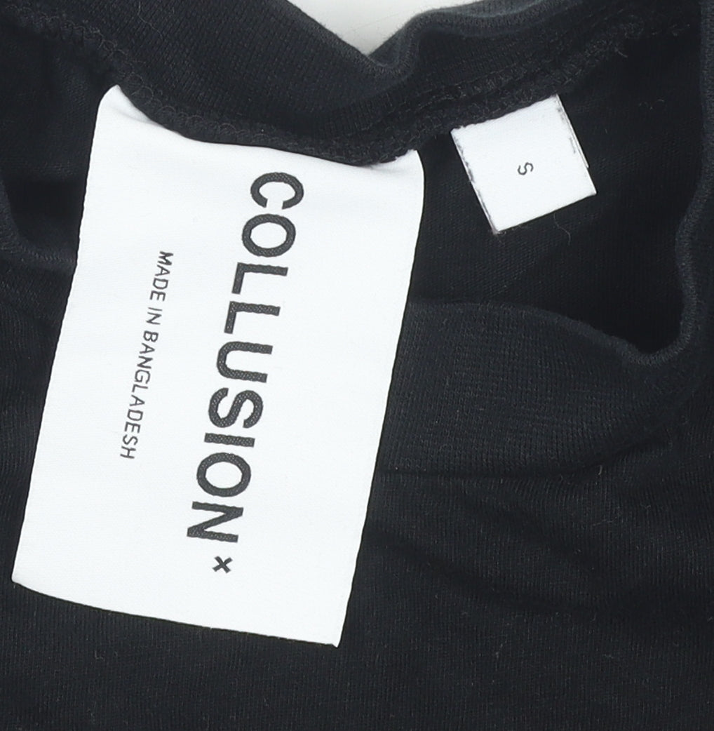 Collusion Unisex Black Jersey T-Shirt - Size S