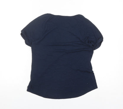 Oasis Women's Blue Basic T-Shirt, Size S, Round Neck