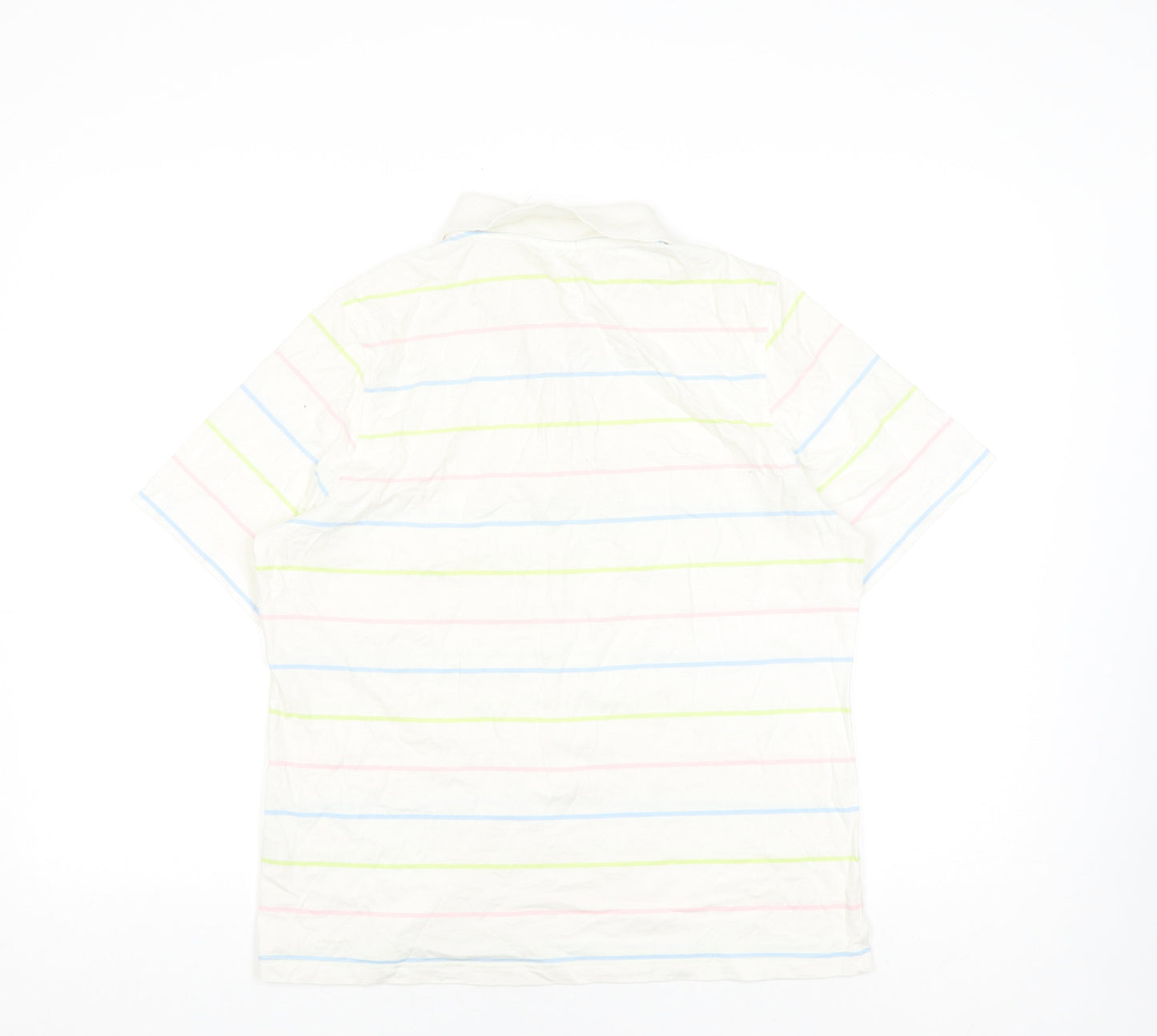 One Up Golf Unisex Polo Shirt L White Striped Casual