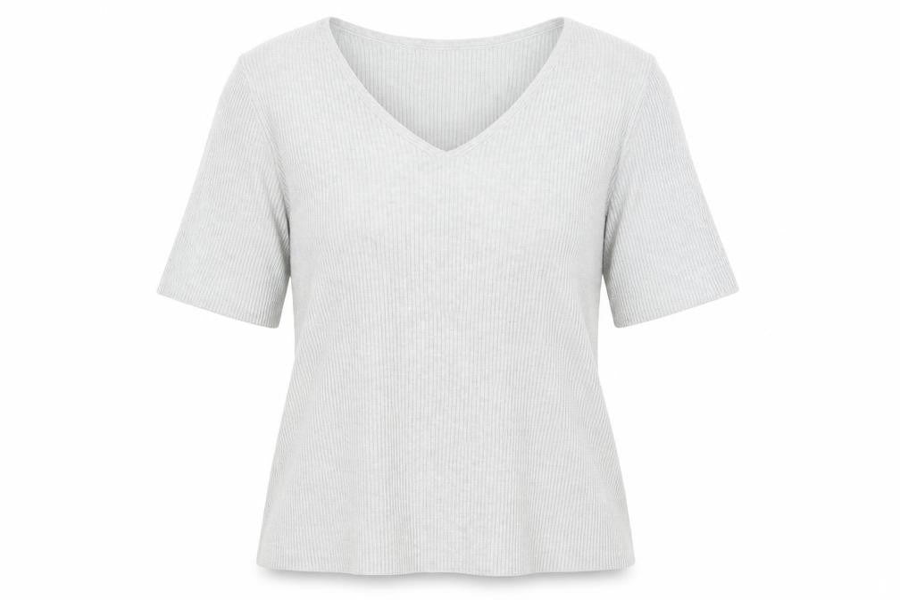 Lands' End Women's Grey V-Neck Knit Top, Size M