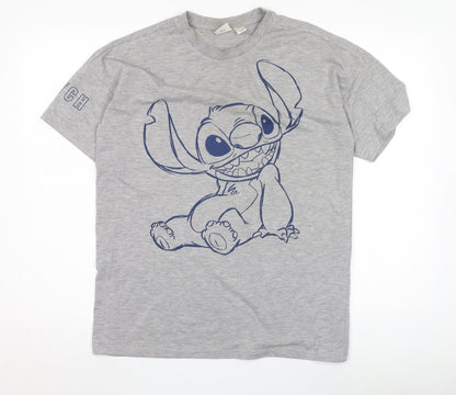 Preloved Disney Unisex Grey Stitch T-Shirt XS - Front
