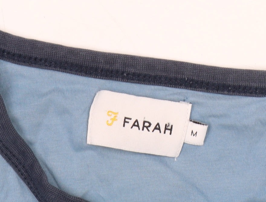 Farah Men's Blue Cotton Crew Neck T-Shirt, M
