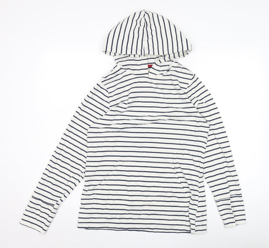 Oceana Unisex White Striped Pullover Hoodie M