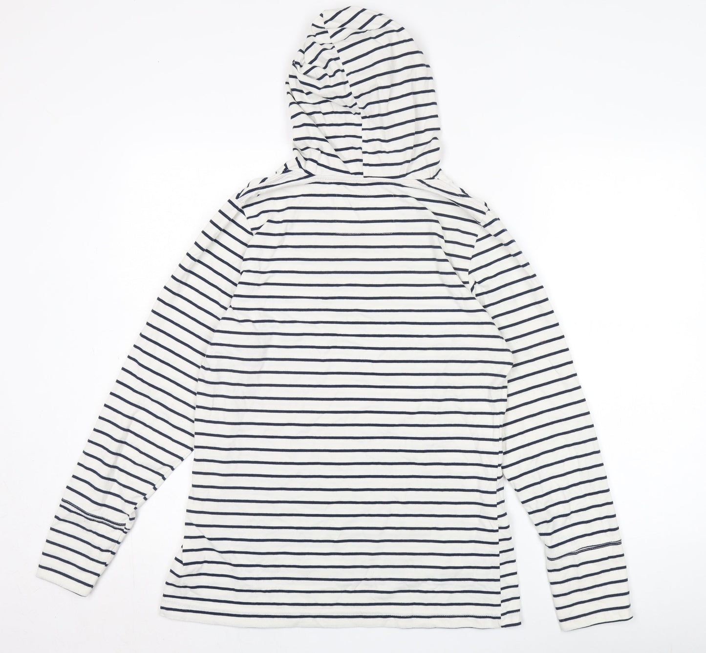 Oceana Unisex White Striped Pullover Hoodie M