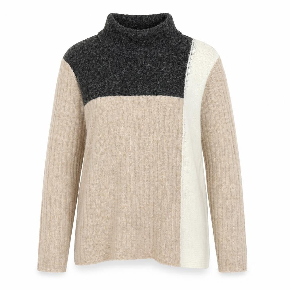 Fransa Women's Pullover Jumper XS Beige/Ivory/Black