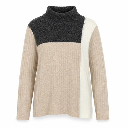 Fransa Women's Pullover Jumper XS Beige/Ivory/Black