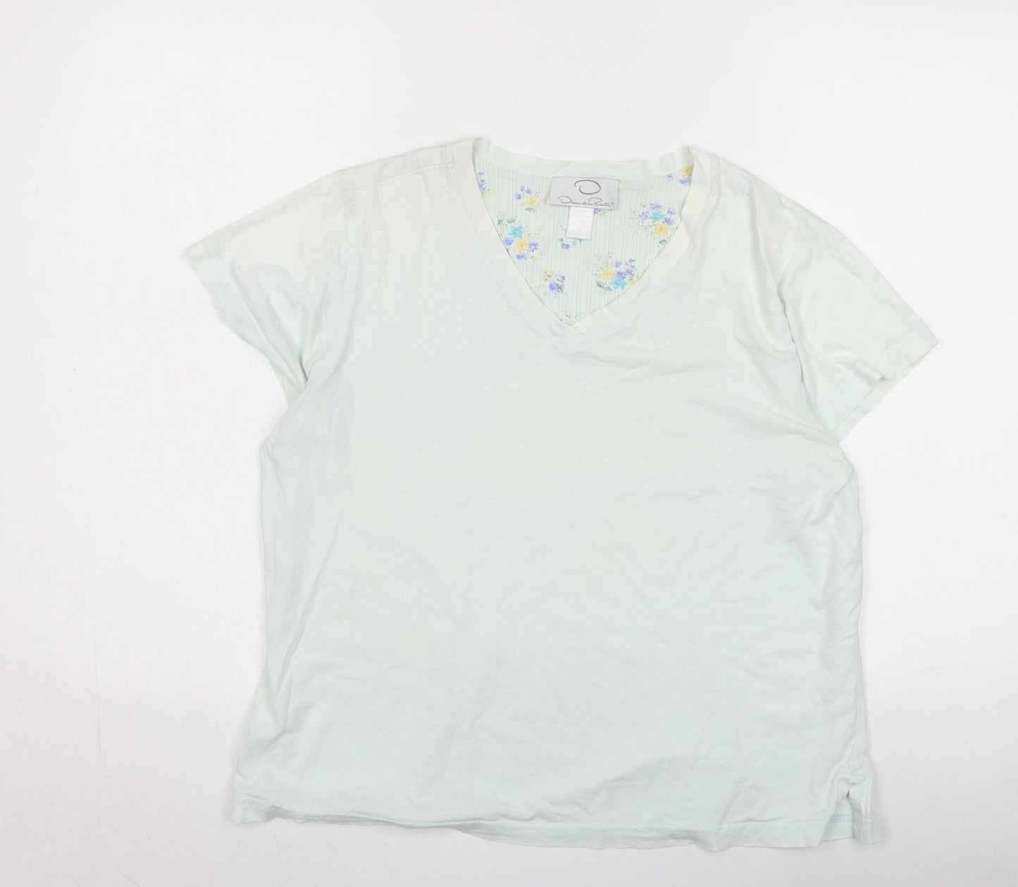 Oscar de la Renta Women's White V-Neck T-Shirt, M