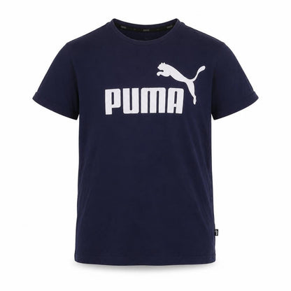 Front view of Puma boys’ blue t-shirt, crew neck, size 13-14, years