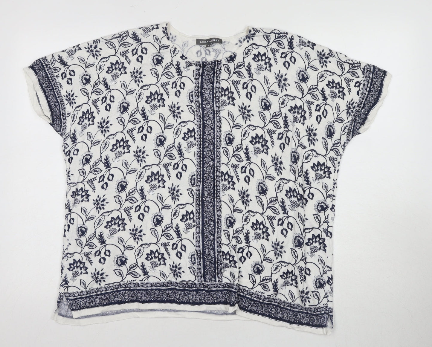 Laura Ashley Women's White Floral Tunic Blouse - S