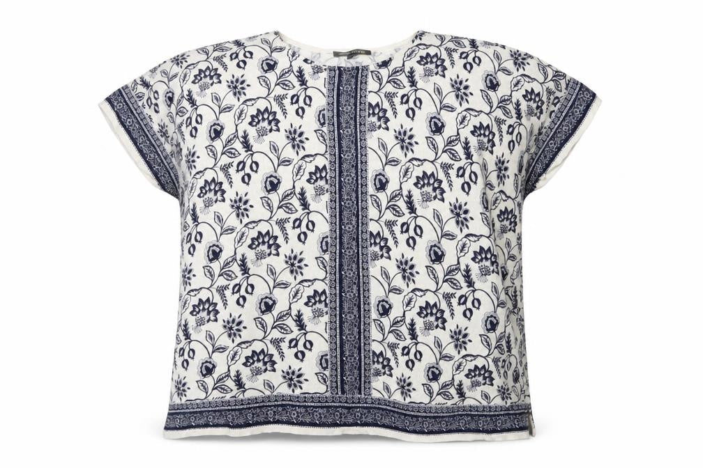 Laura Ashley Women's White Floral Tunic Blouse - S