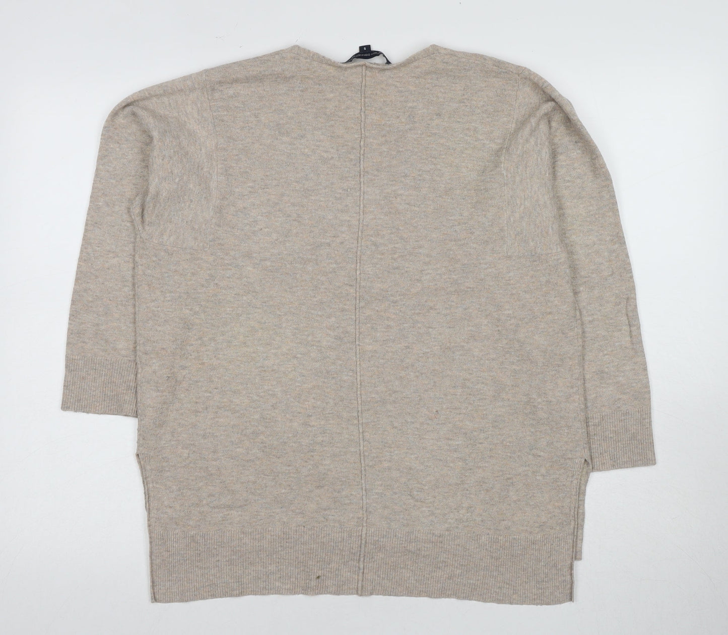 French Connection Women's Beige V-Neck Jumper, S, 3/4 Sleeve