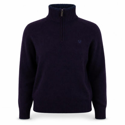 Front view of Crew Clothing Women's Purple Wool Blend High Neck Pullover M