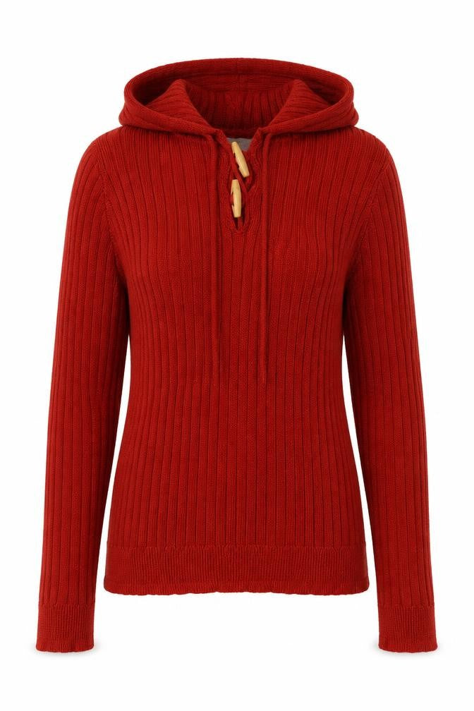 Daisy Street Women's Red Hooded Pullover Jumper, Size 14