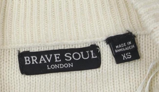 Brave Soul Women's Ivory Mock Neck Jumper XS