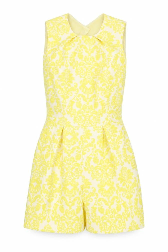 Warehouse Women’s Yellow Damask Playsuit Size 8