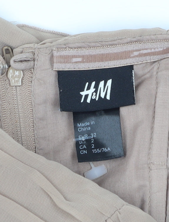 H&M Women's Beige A-Line Strapless Party Dress Size 4