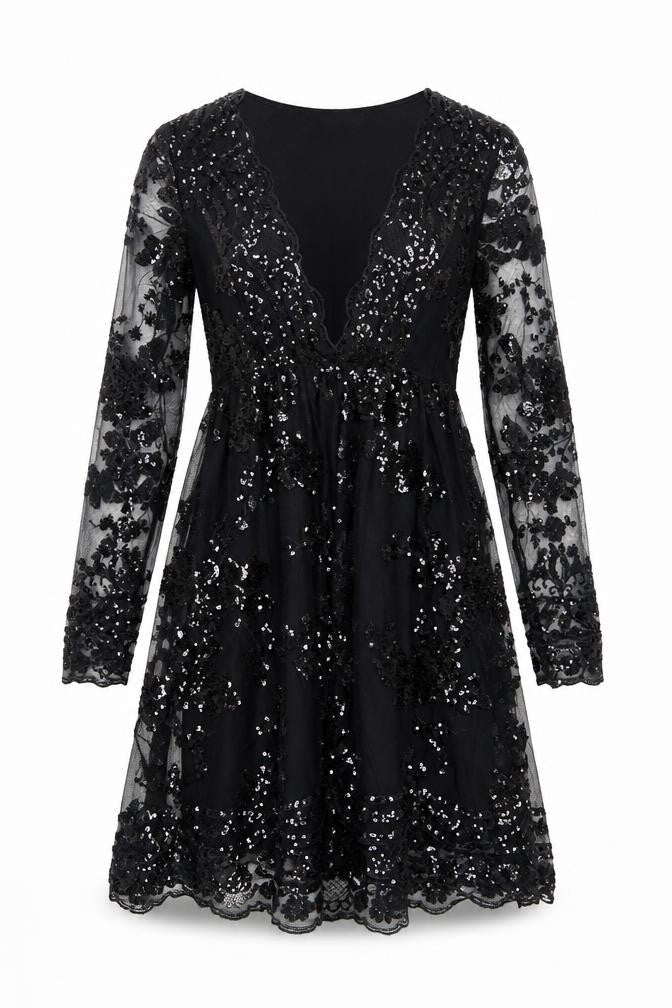Boohoo Black Sequin Party Dress UK 10