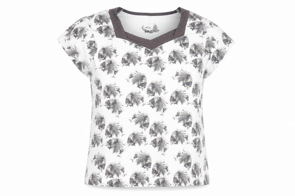 Dash Women's White Floral T-Shirt, Size 18, V-Neck