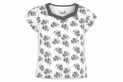 Dash Women's White Floral T-Shirt, Size 18, V-Neck