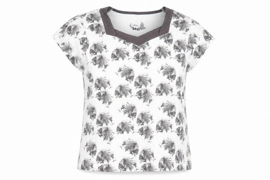 Dash Women's White Floral T-Shirt, Size 18, V-Neck