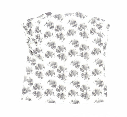 Dash Women's White Floral T-Shirt, Size 18, V-Neck