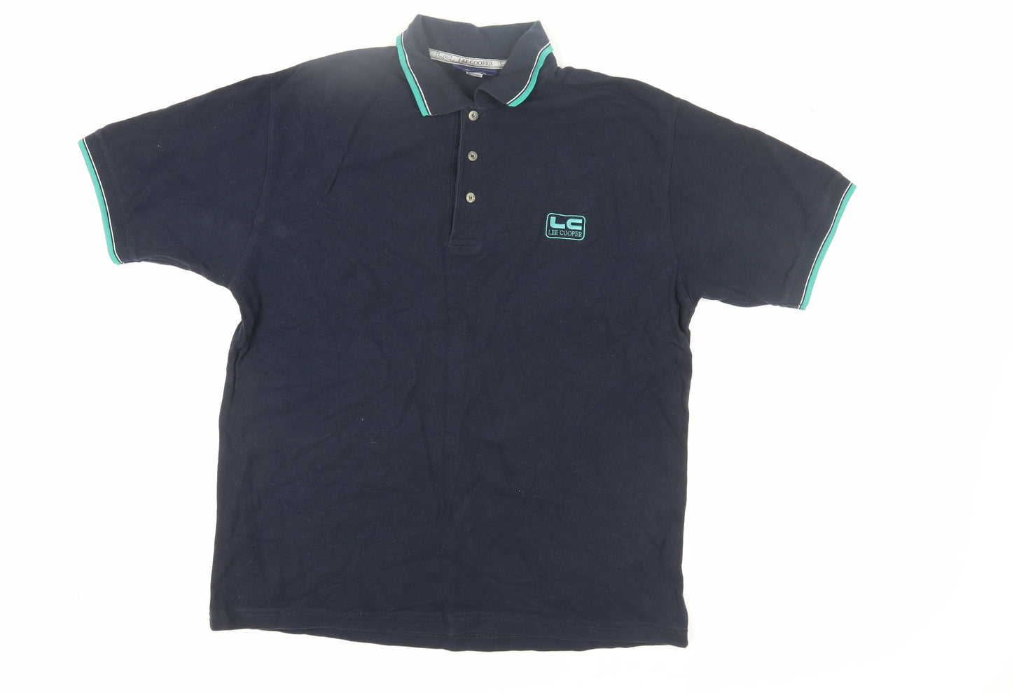 Lee Cooper Men's Blue Polo Shirt, Size L, Cotton