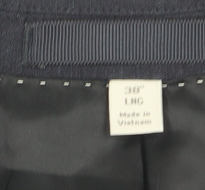 Marks and Spencer Men's Blue Linen Blazer, Size 38L, Slim Fit